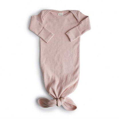 Mushie Ribbed Knotted Baby Gown