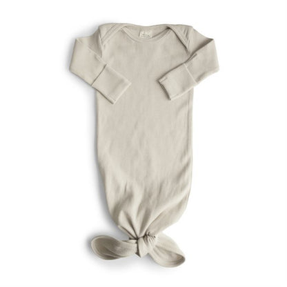 Mushie Ribbed Knotted Baby Gown