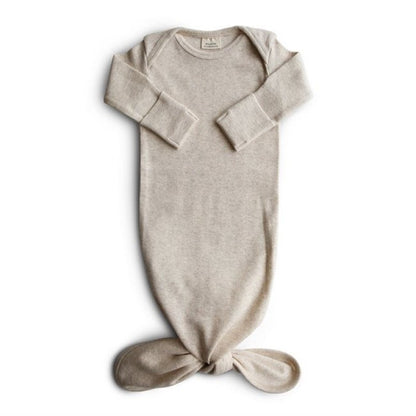 Mushie Ribbed Knotted Baby Gown